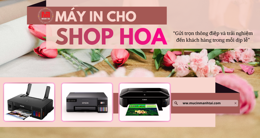 Máy in shop hoa phục vụ in ấn thiệp chúc mừng và tag hoa