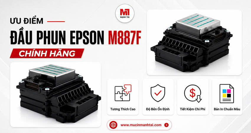 Ưu điểm của đầu phun Epson M887F chính hãng với độ bền cao và chất lượng in ổn định