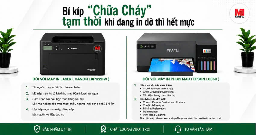 Dấu hiệu máy in hết mực 