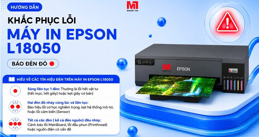 Máy in Epson L18050 báo đèn đỏ