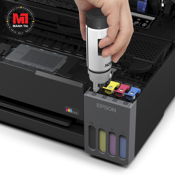 Hệ thống mực EcoTank trên máy in Epson L1310 với thao tác châm mực dễ dàng
