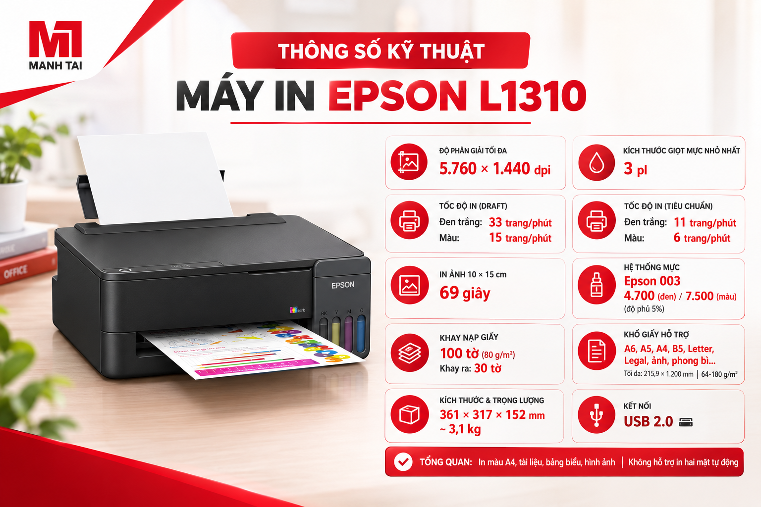 Thông số kỹ thuật máy in Epson L1310
