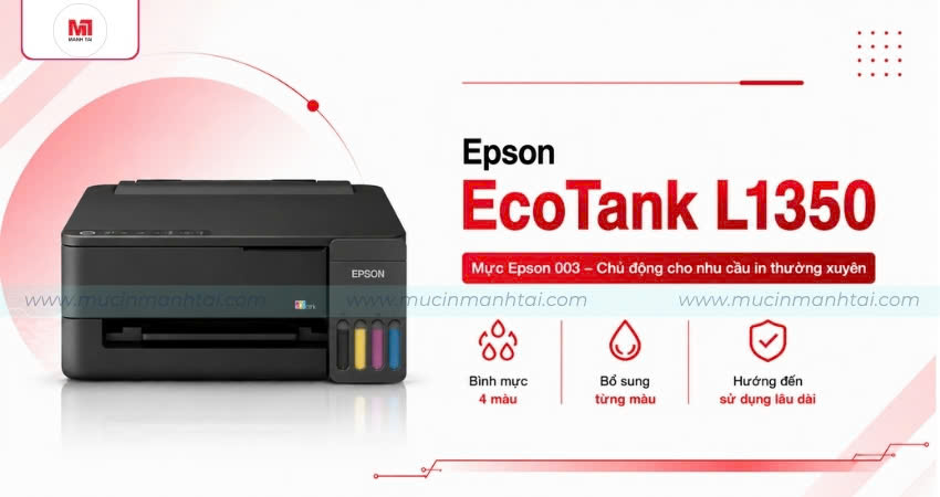 Máy In Epson EcoTank L1350 2 Hệ thống EcoTank và mực Epson 003 của máy in Epson L1350
