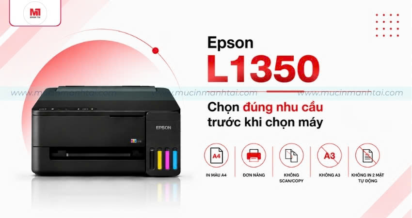 Máy In Epson EcoTank L1350 5 Epson L1350 là máy in màu A4 đơn năng cần được lựa chọn theo nhu cầu sử dụng