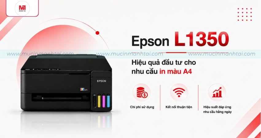 Máy In Epson EcoTank L1350 6 Epson L1350 mang lại hiệu quả đầu tư cho nhu cầu in màu A4