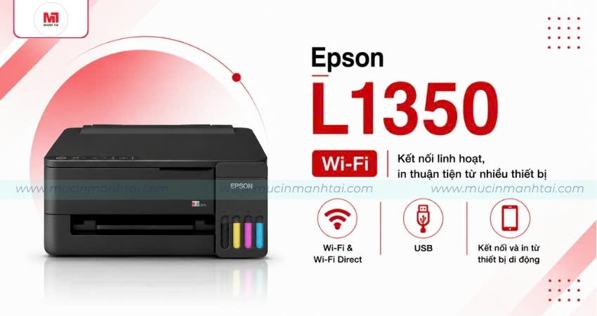 Máy In Epson EcoTank L1350 3 Máy in Epson L1350 kết nối Wi-Fi và in từ nhiều thiết bị