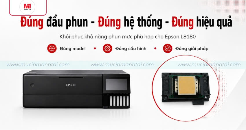 Đầu phun Epson L8180 giúp khôi phục hệ thống phun mực đúng linh kiện