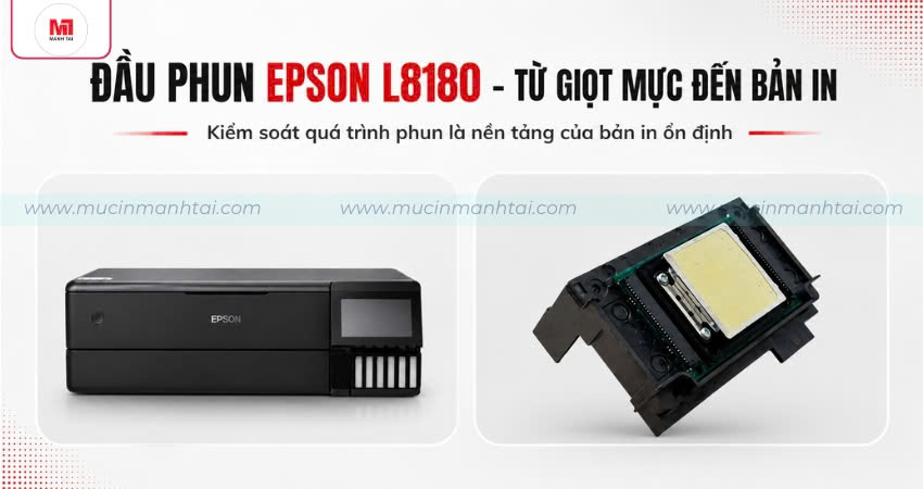 Quá trình phun mực từ đầu phun Epson L8180 đến bản in
