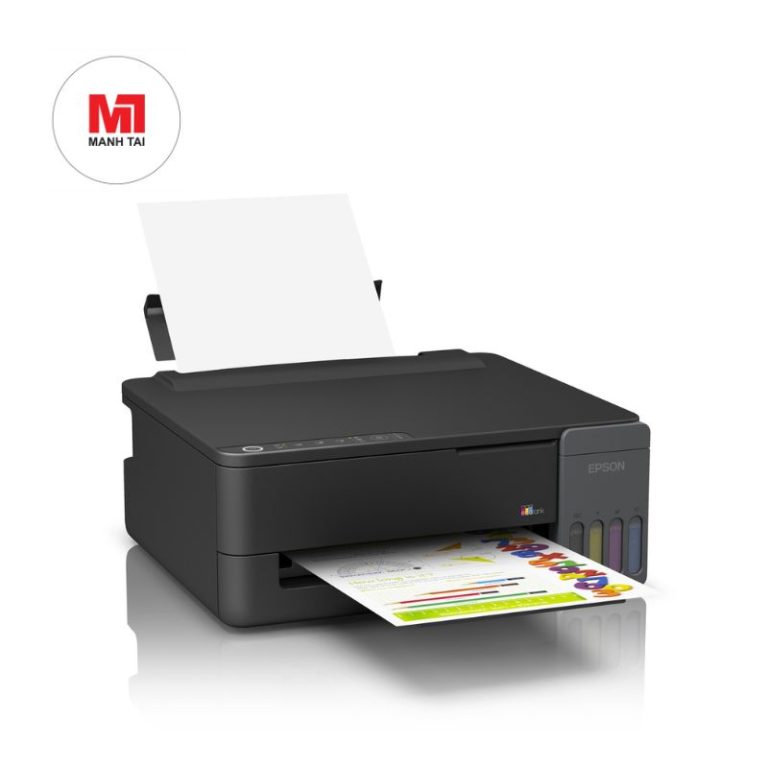 Máy in Epson L1350 nạp giấy và in tài liệu màu