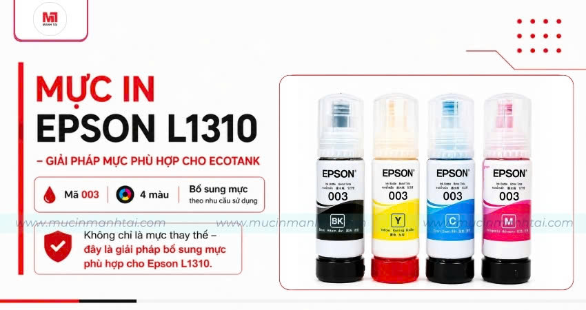Mực Epson L1310 mã 003 phù hợp với hệ thống EcoTank