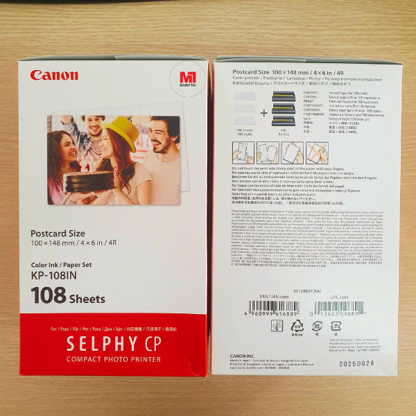 Canon KP108 hộp giấy in ảnh với mặt trước và mặt sau