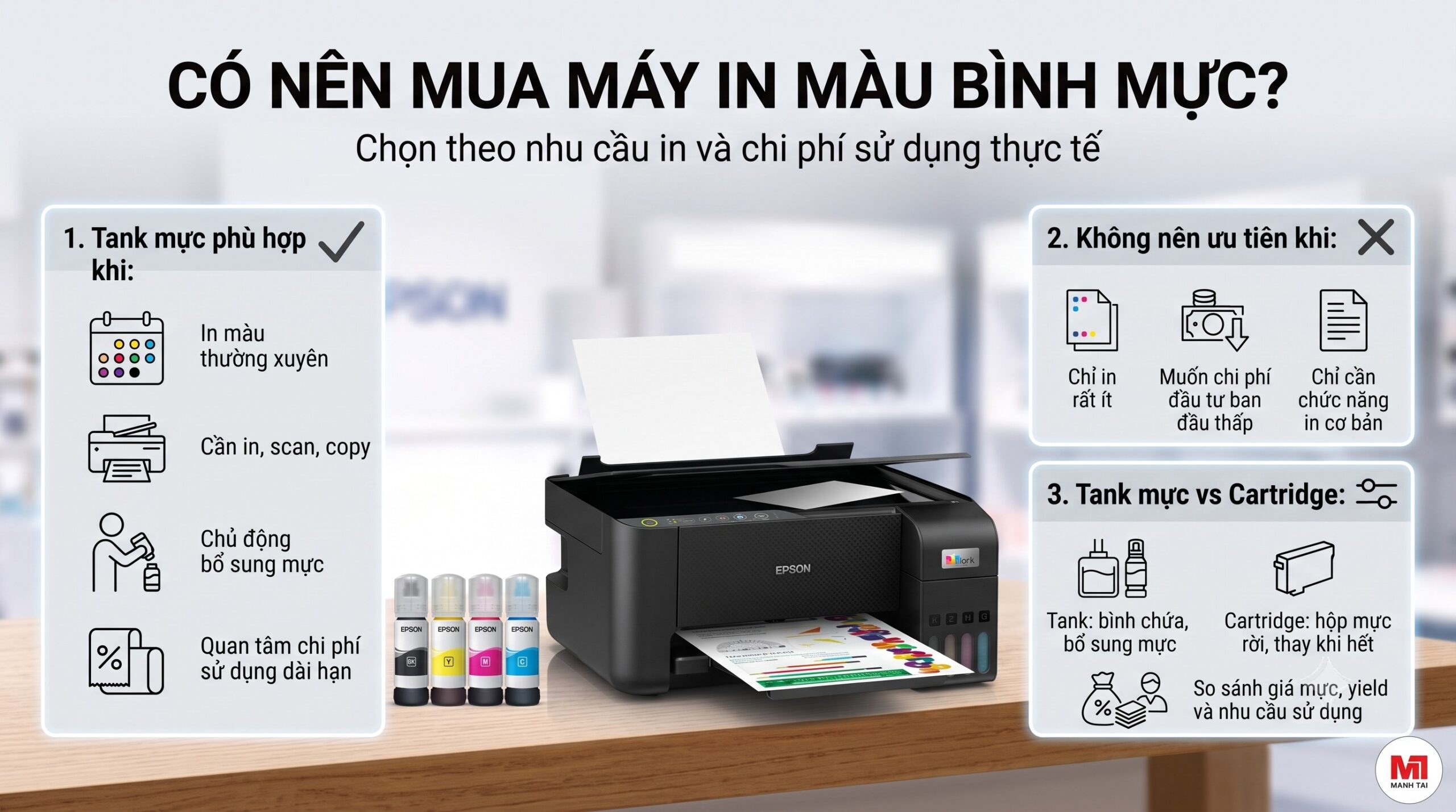 Nên Mua Máy In Màu Loại Nào? Cách Chọn Phù Hợp Nhu Cầu 6 Có nên mua máy in màu bình mực tank mực và khi nào nên chọn