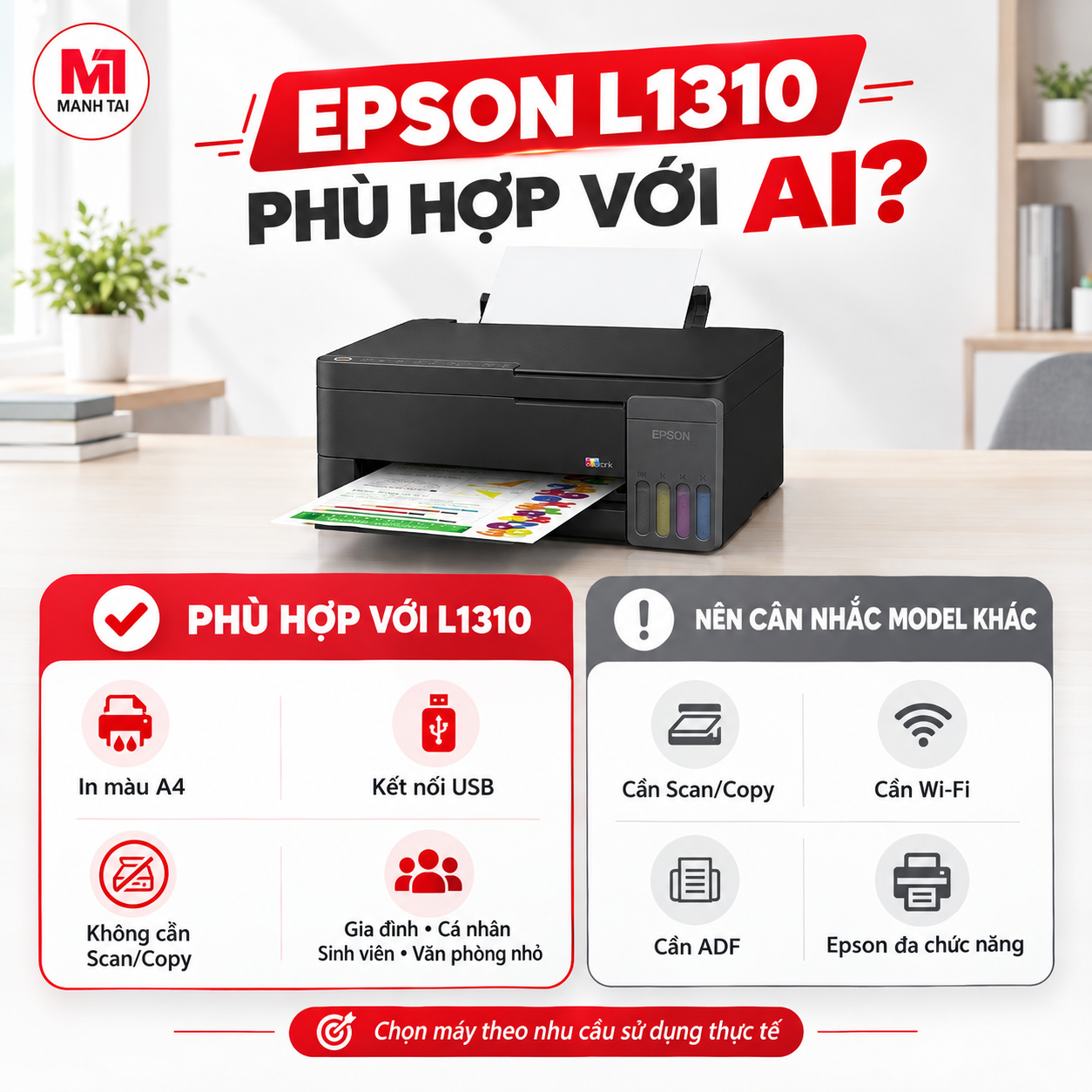 Epson L1310 phù hợp với ai và nhu cầu sử dụng nào