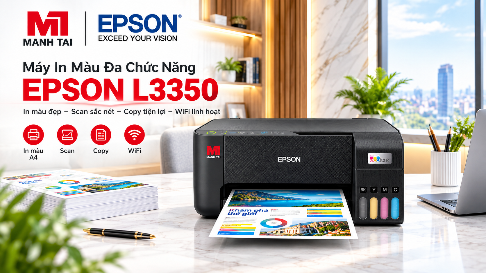 Máy in màu đa chức năng Epson L3350 in scan copy