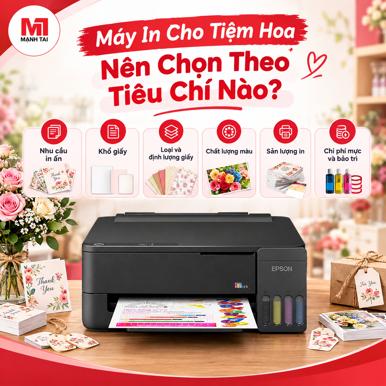 Máy in cho tiệm hoa và tiêu chí lựa chọn