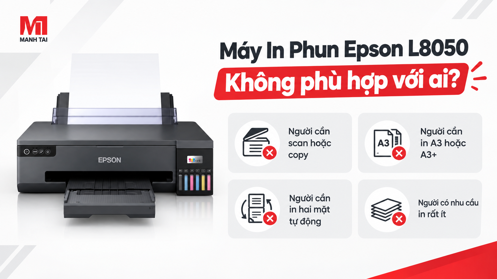 Epson L8050 có tốt không? Có nên mua không? 6 Máy in Epson L8050 không phù hợp với ai