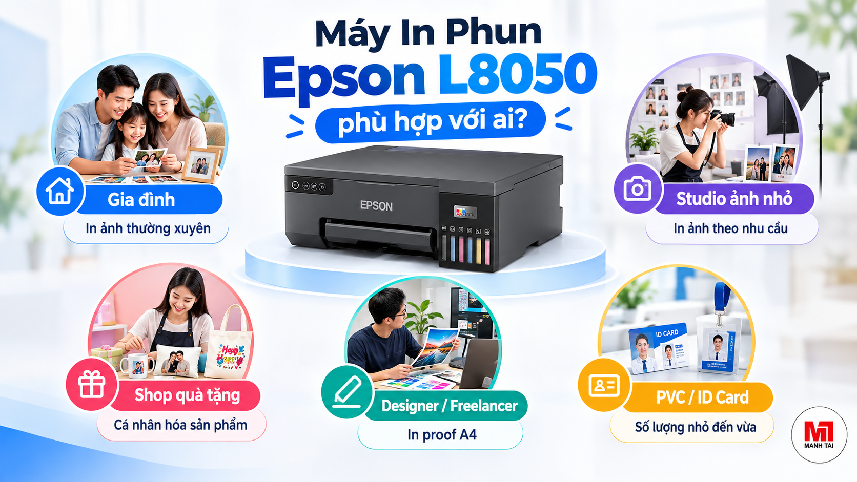 Epson L8050 có tốt không? Có nên mua không? 5 Máy in phun Epson L8050 phù hợp với gia đình, studio ảnh, shop quà tặng, designer và in PVC ID card