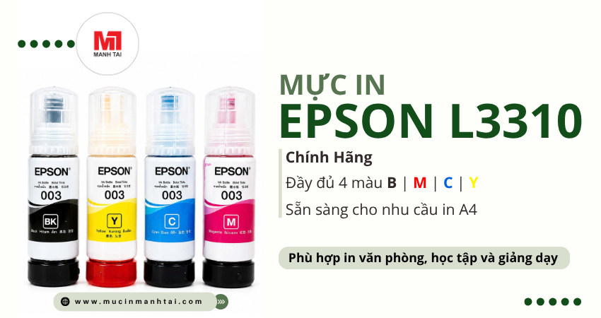 Mực In Epson L3310 1 Mực in Epson L3310 chính hãng 4 màu